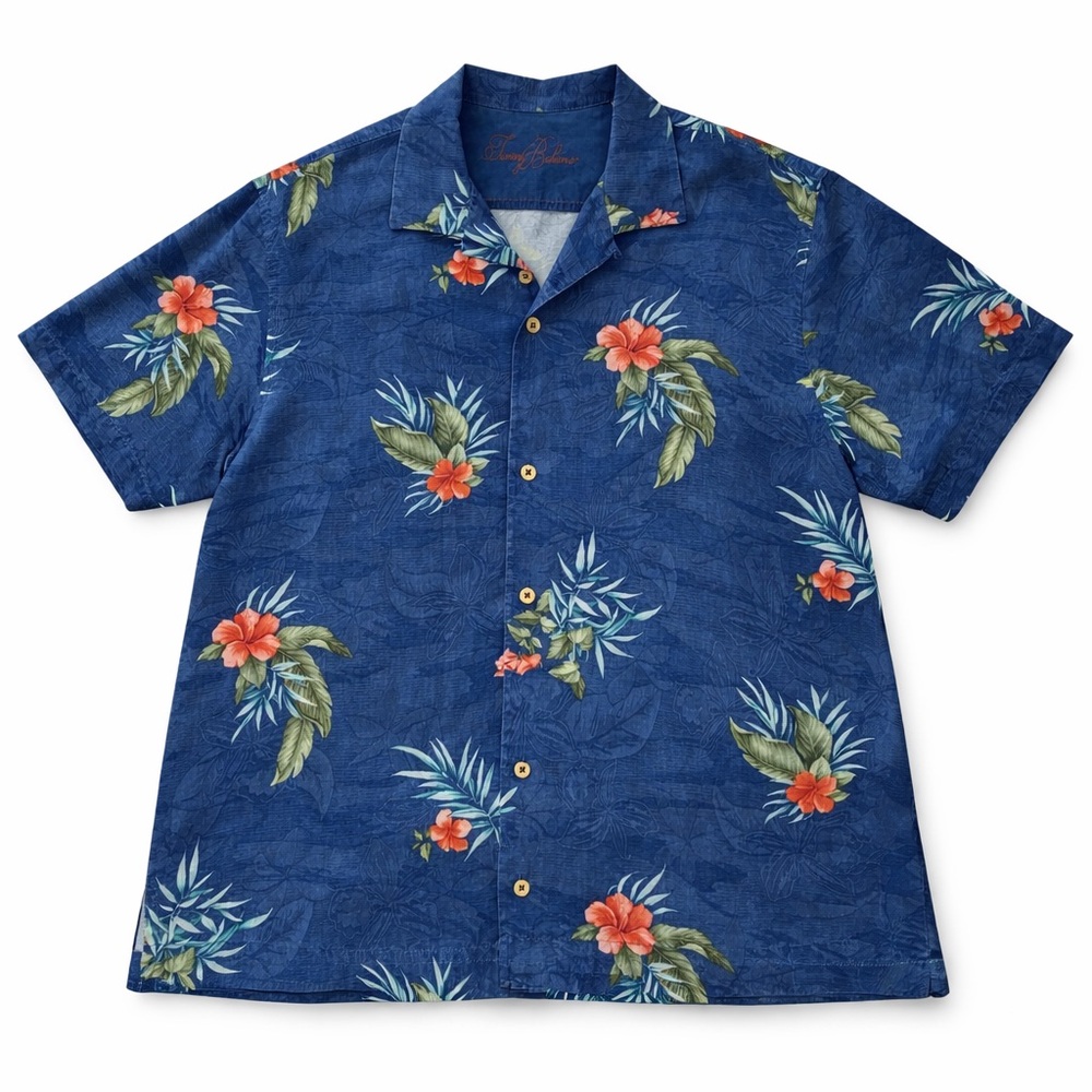 Tommy Bahama Vintage Silk Short Sleeve Button Down Shirt Hawaiian Men’s Size XL